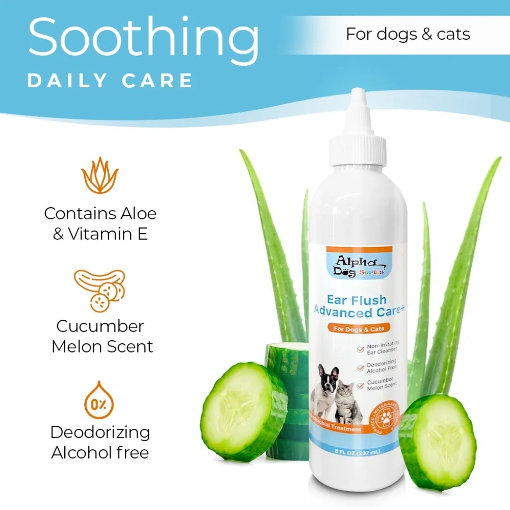 ALPHA DOG SERIES Advanced Ear Cleaner, Soothing Otic Solution W/Aloe & Vitamin E